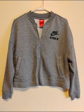 Nike Air Gray Zip-Up Bomber Sweatshirt